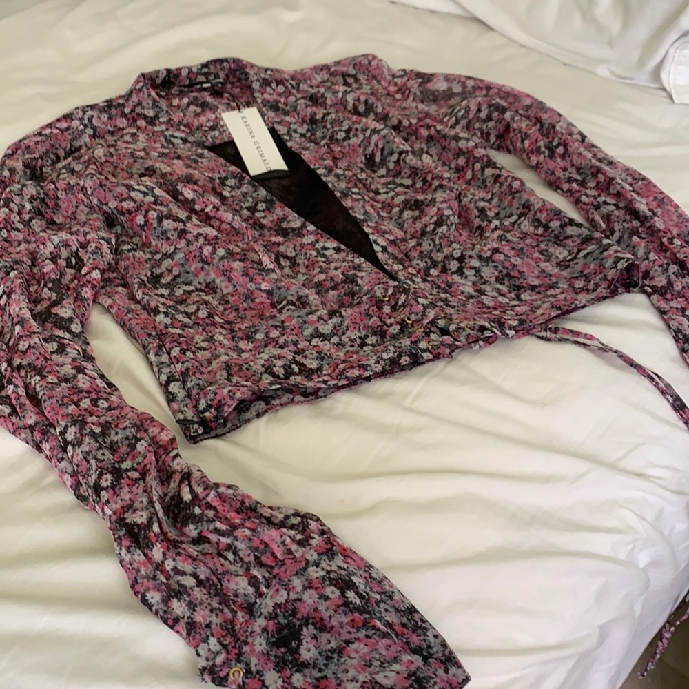 Karina Grimaldi Floral Plunge blouse.